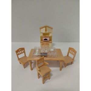 Sylvanian Families Calico Critters Furniture Dining Room Set w/Highchair & Hutch